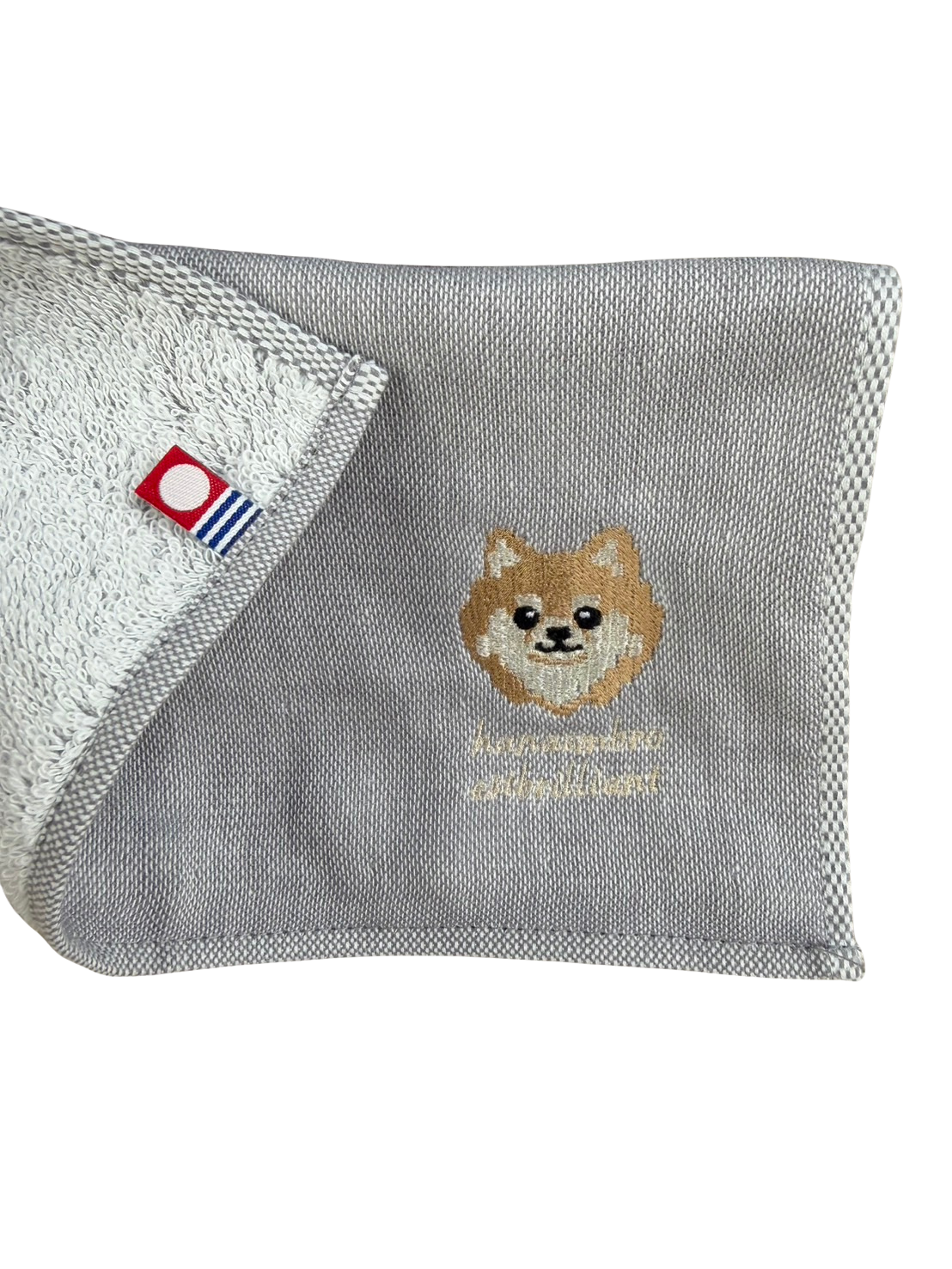 ポメラニアンの刺繡ハンカチ