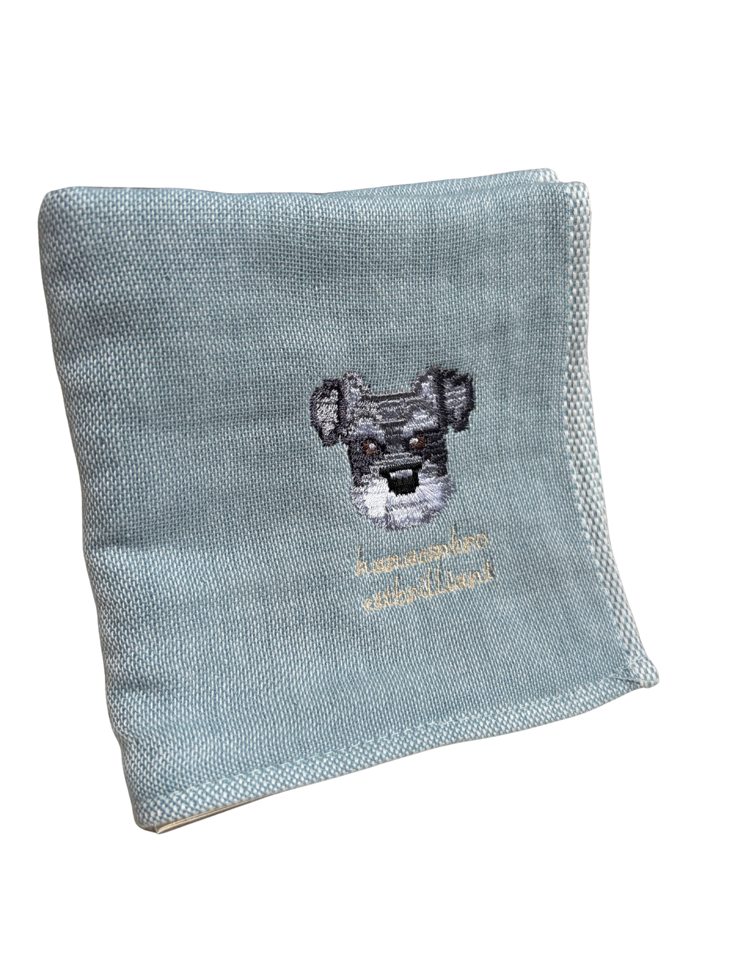 シュナウザーの刺繡ハンカチ