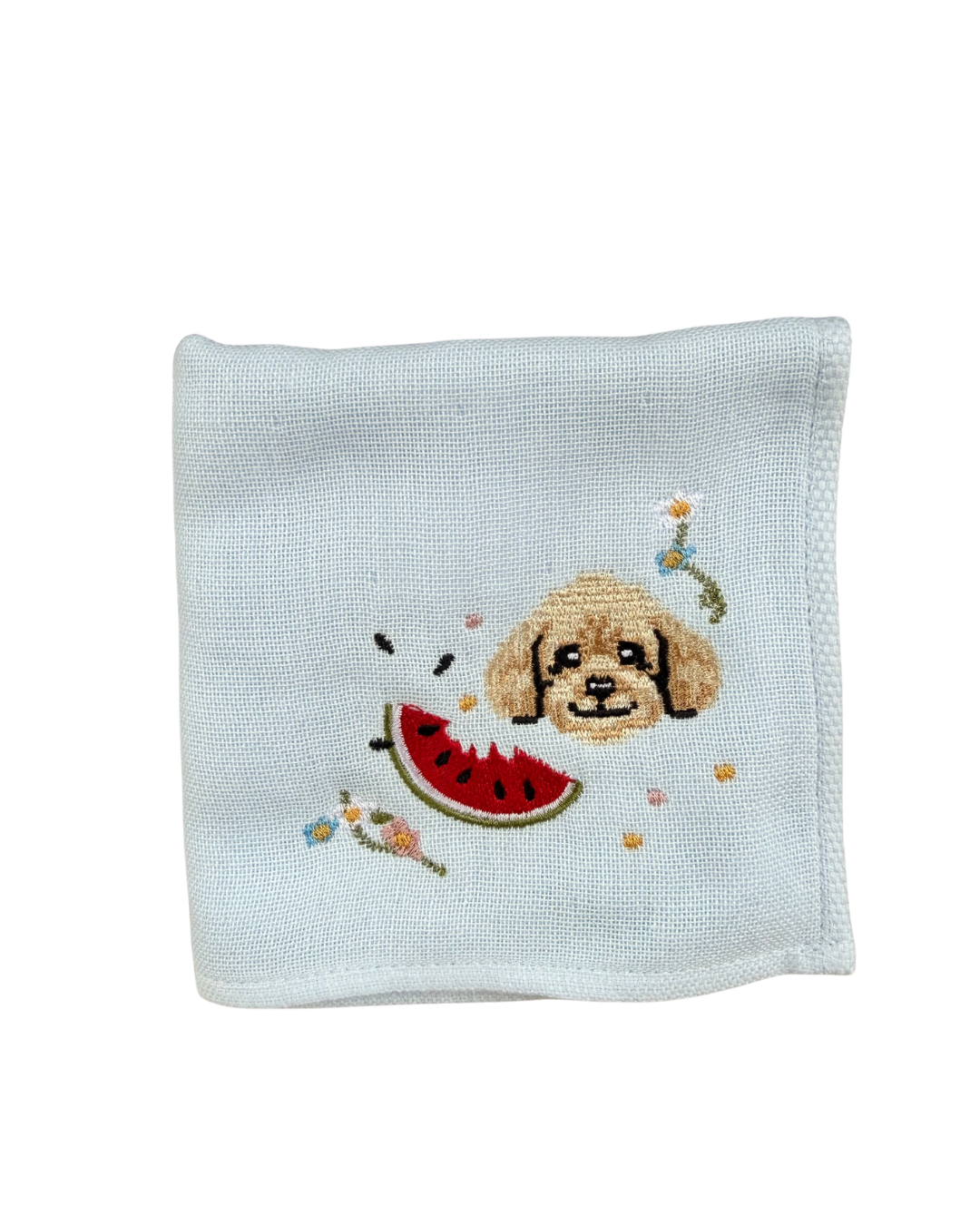 スイカ柄の刺繡ハンカチ