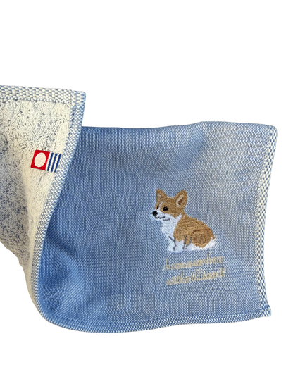 コーギー《おすわり》の刺繡ハンカチ