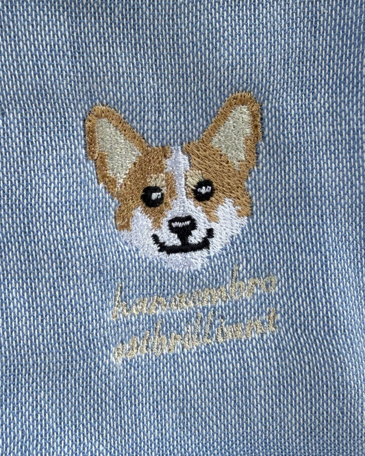 コーギーの刺繍ハンカチ