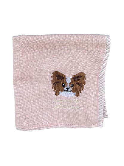 パピヨンの刺繍ハンカチ