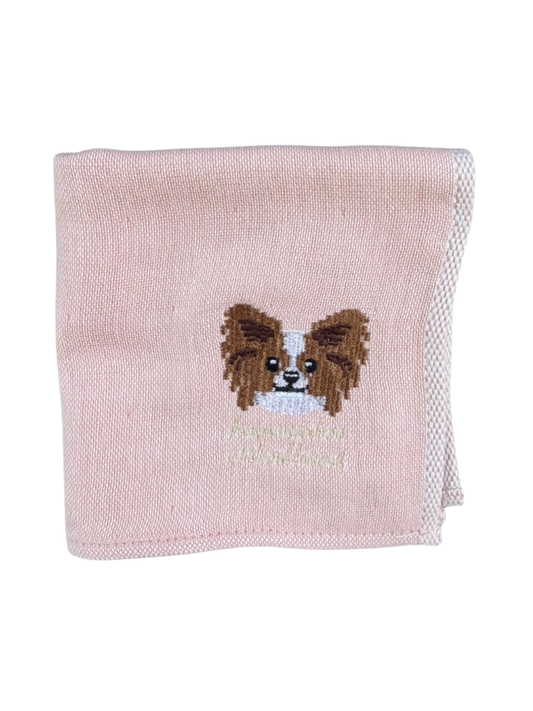 パピヨンの刺繍ハンカチ