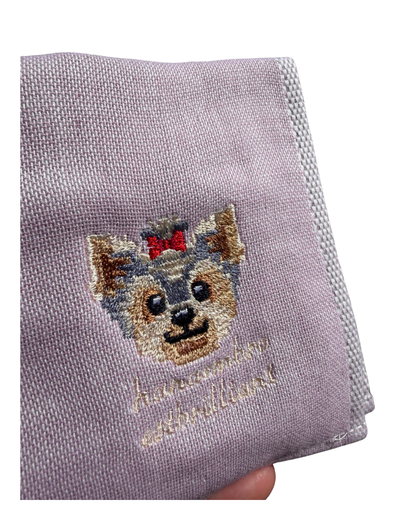 ヨークシャテリアの刺繡ハンカチ