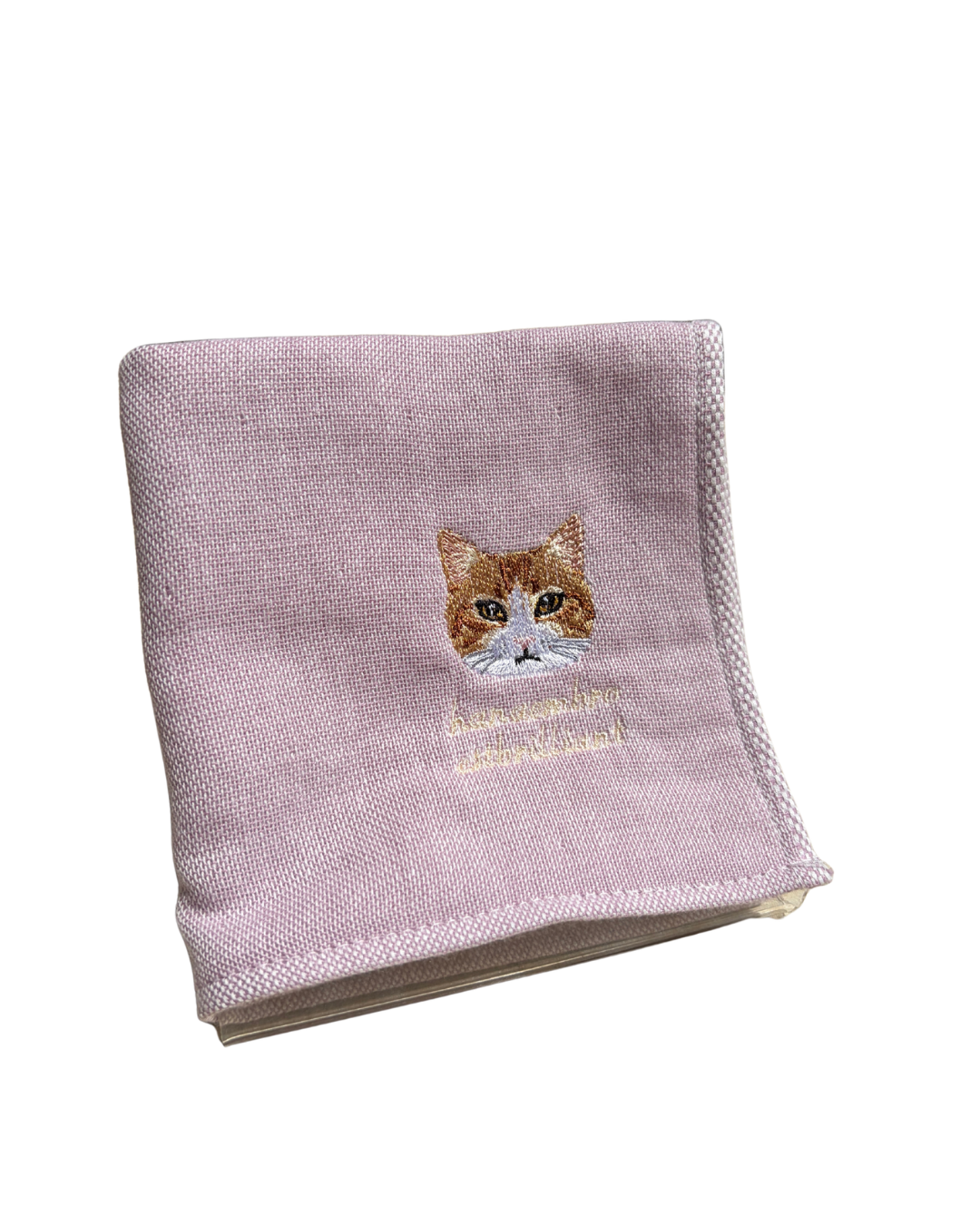 茶トラ猫の刺繡ハンカチ