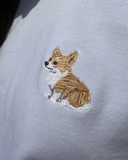 コーギー《おすわり》刺繡Tシャツ