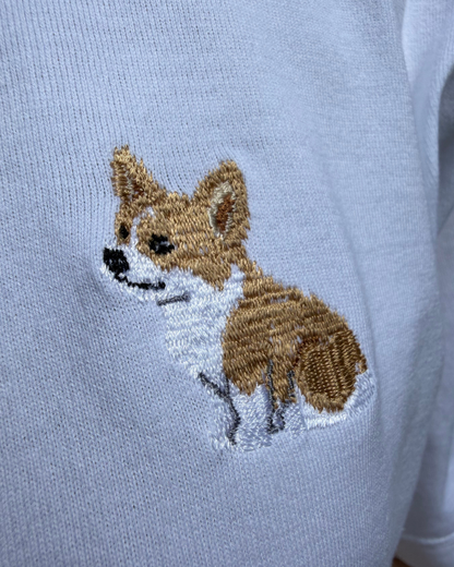 コーギー《おすわり》刺繡Tシャツ