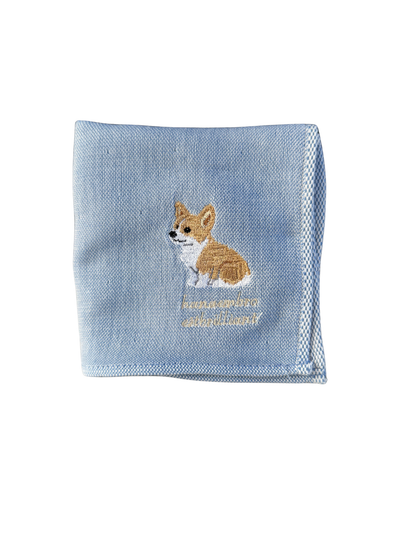 コーギー《おすわり》の刺繡ハンカチ