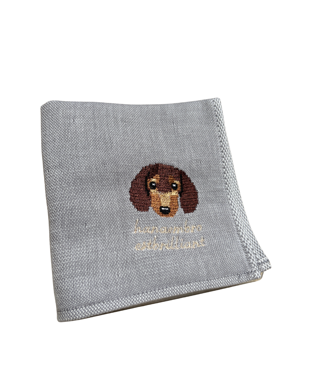ダックスフンドの刺繡ハンカチ