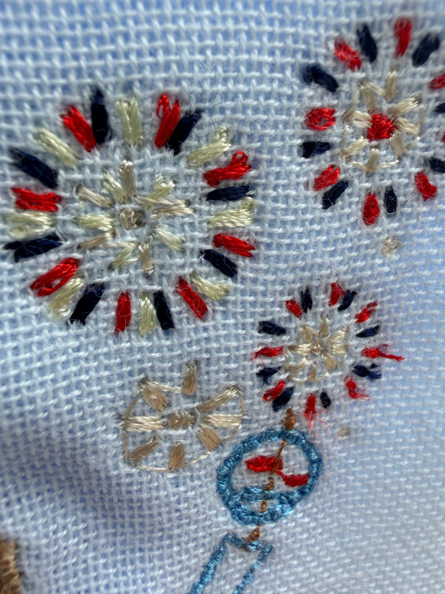 あの夏の花火と風鈴 刺繍ハンカチ