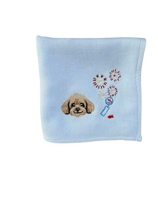 あの夏の花火と風鈴 刺繍ハンカチ