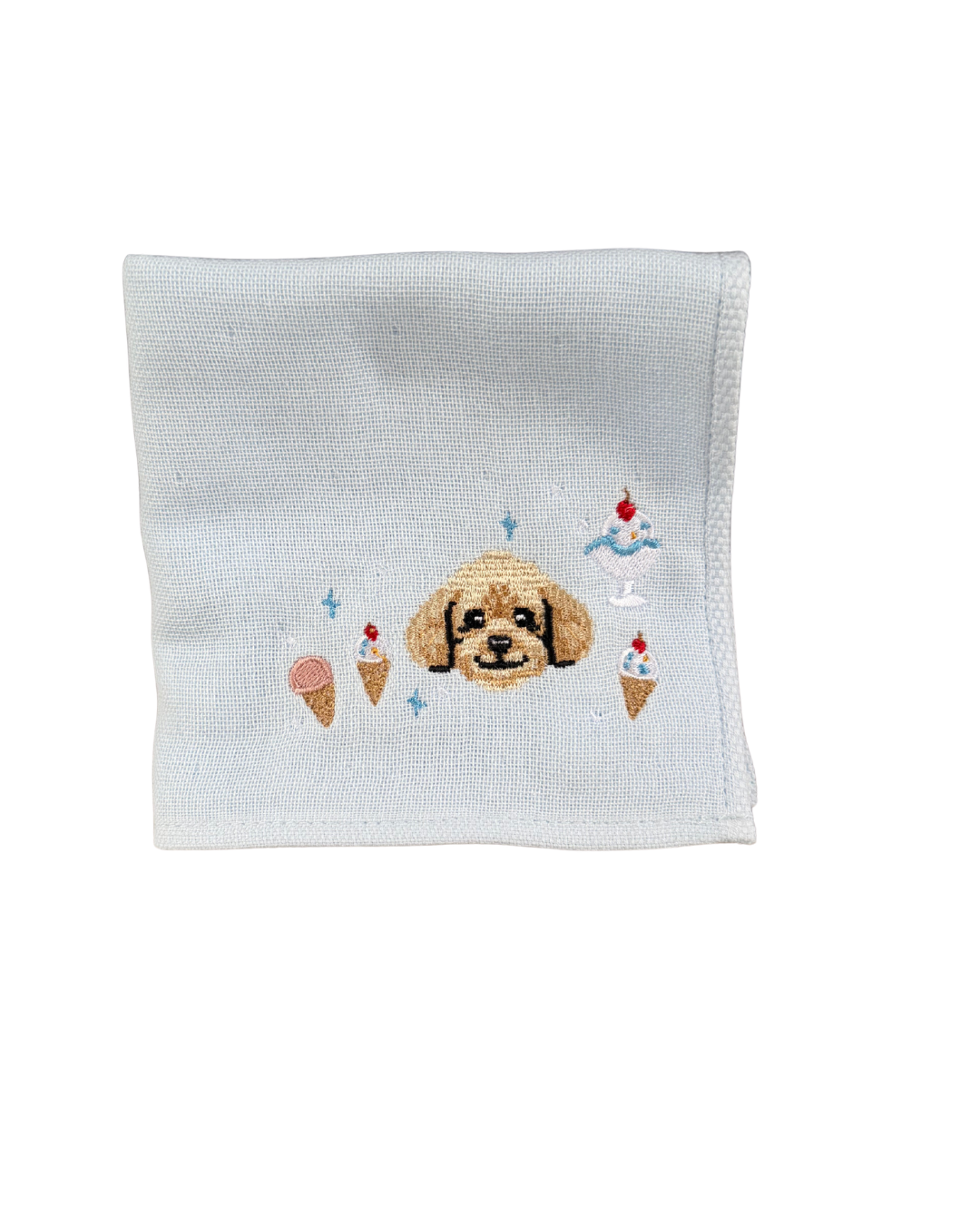 ひとさじの夏 アイスクリーム刺繡ハンカチ
