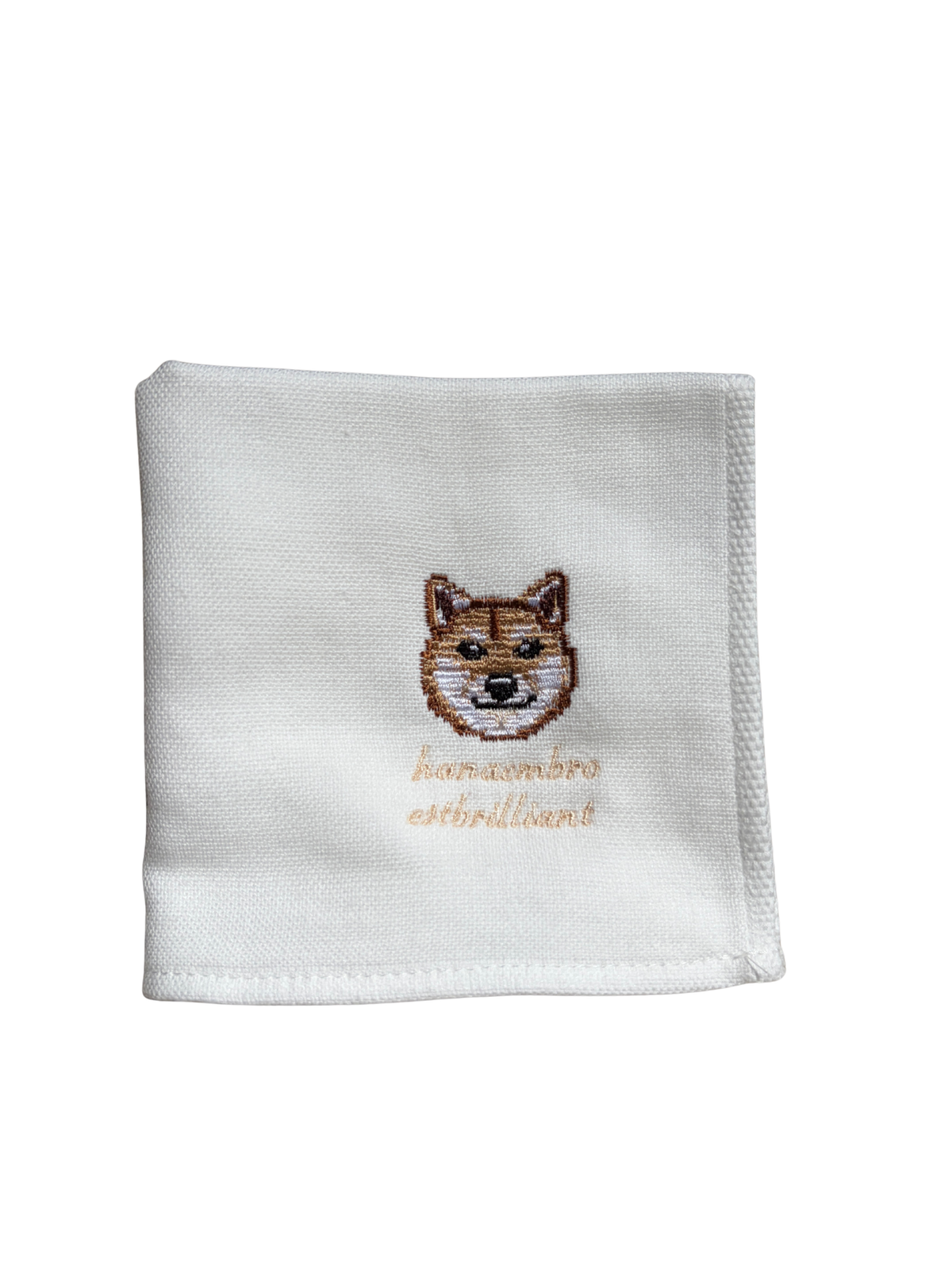 柴犬の刺繡ハンカチ | 機械刺繡で描く表情 ガーゼコットン日本製
