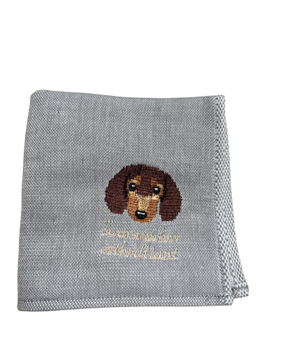 ダックスフンドの刺繡ハンカチ