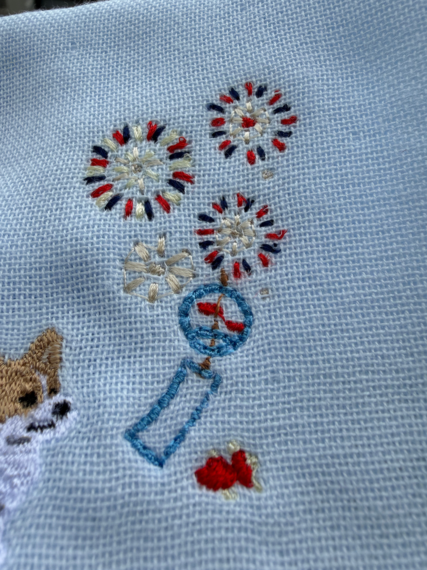 あの夏の花火と風鈴 刺繍ハンカチ