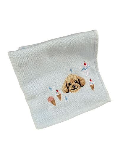 ひとさじの夏 アイスクリーム刺繡ハンカチ