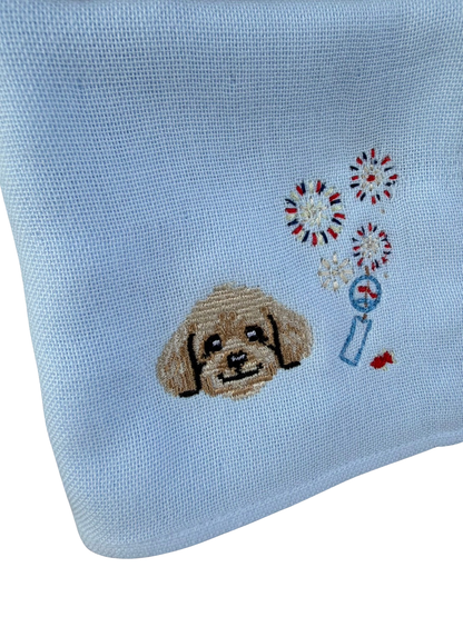 あの夏の花火と風鈴 刺繍ハンカチ