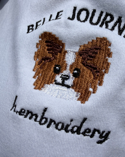 パピヨンの刺繡Tシャツ