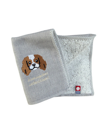 キャバリアの刺繍ハンカチ
