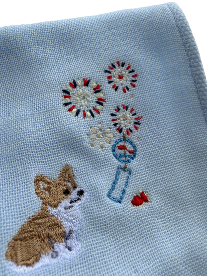 あの夏の花火と風鈴 刺繍ハンカチ