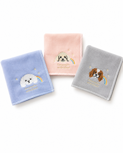 虹の刺繡ハンカチ｜トイプードル / マルチーズ / キャバリア
