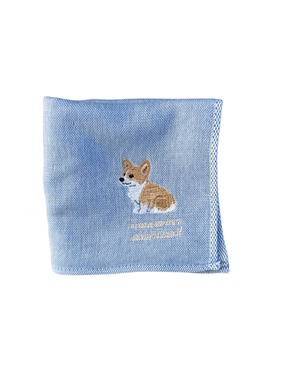コーギー《おすわり》の刺繡ハンカチ