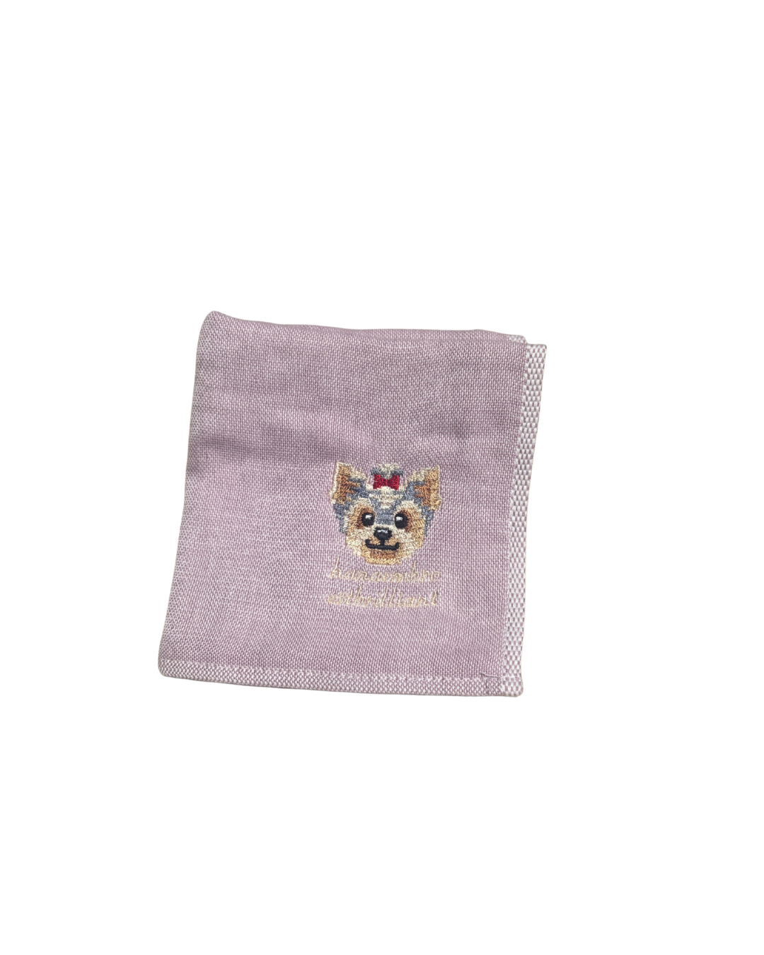 ヨークシャテリアの刺繡ハンカチ