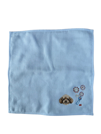 あの夏の花火と風鈴 刺繍ハンカチ