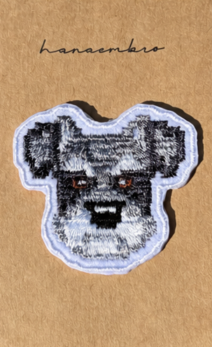 シュナウザーの刺繡ワッペン