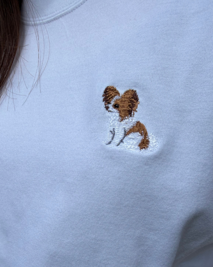 パピヨン《おすわり》刺繡Tシャツ
