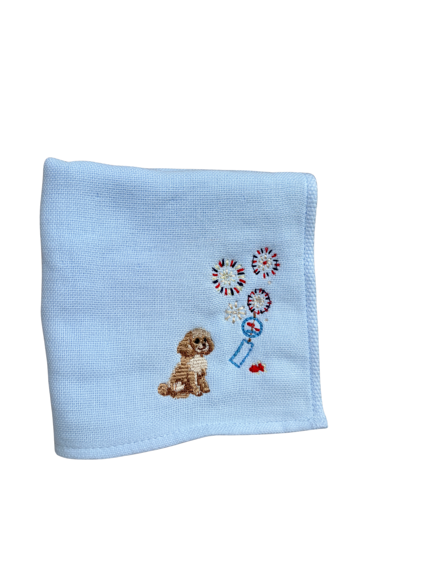 あの夏の花火と風鈴 刺繍ハンカチ