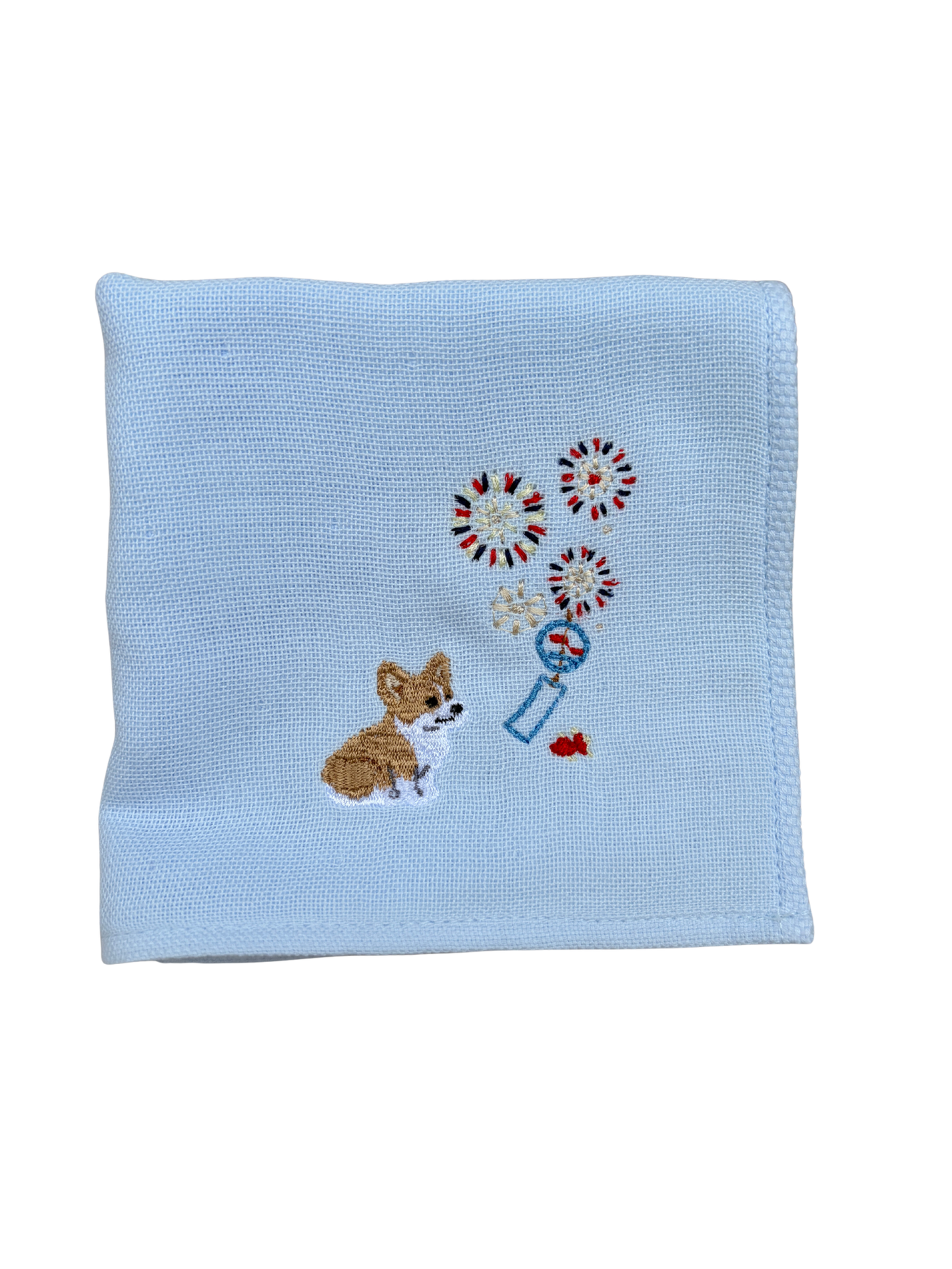 あの夏の花火と風鈴 刺繍ハンカチ