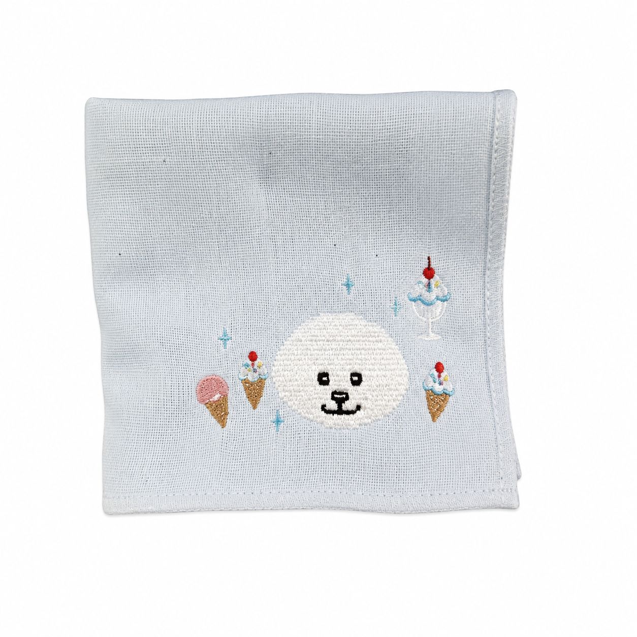 ひとさじの夏 アイスクリーム刺繡ハンカチ
