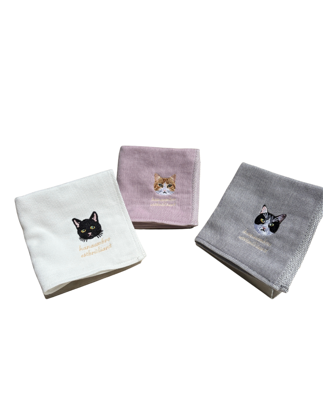 茶トラ猫の刺繡ハンカチ
