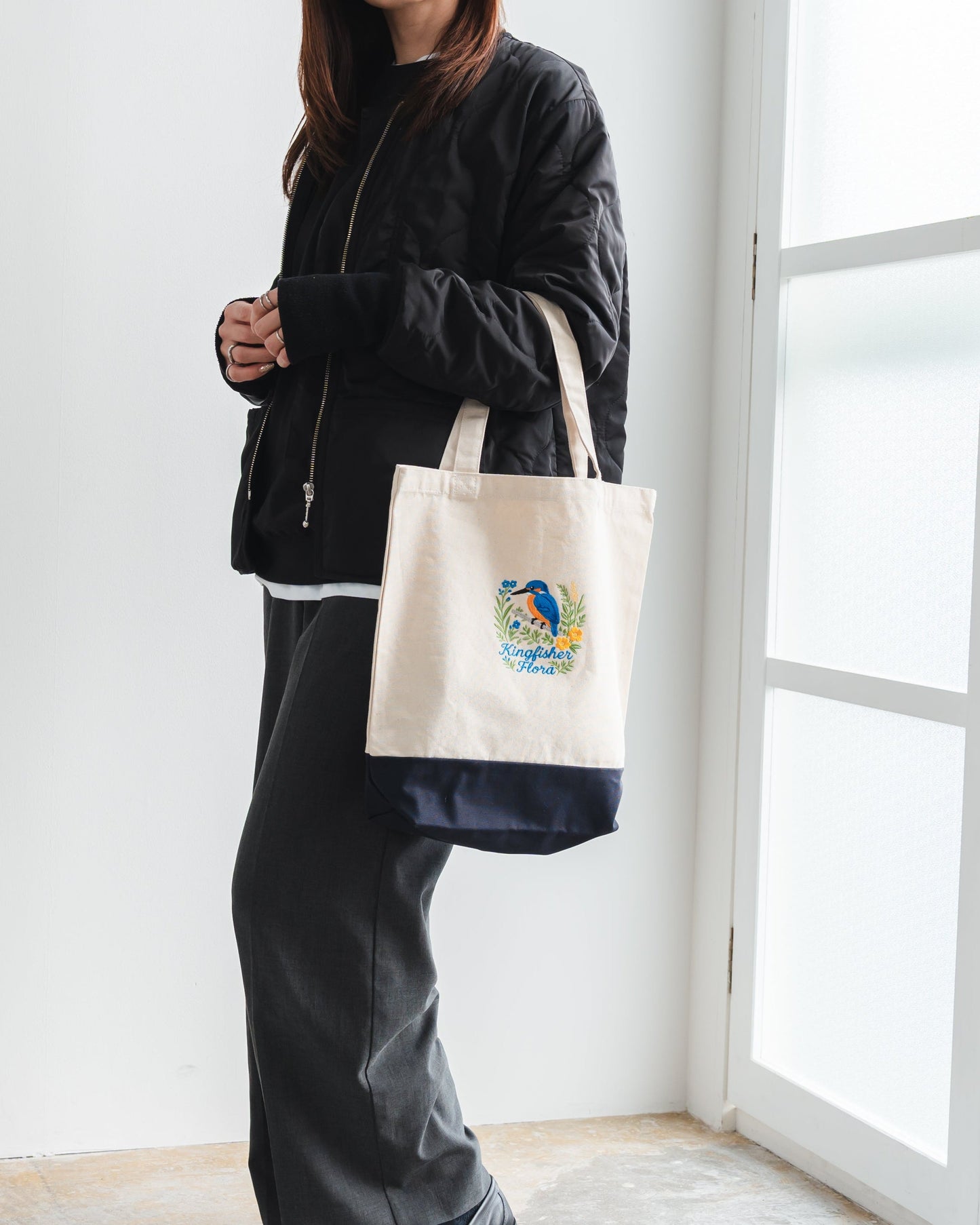 カワセミ刺繡トートバック