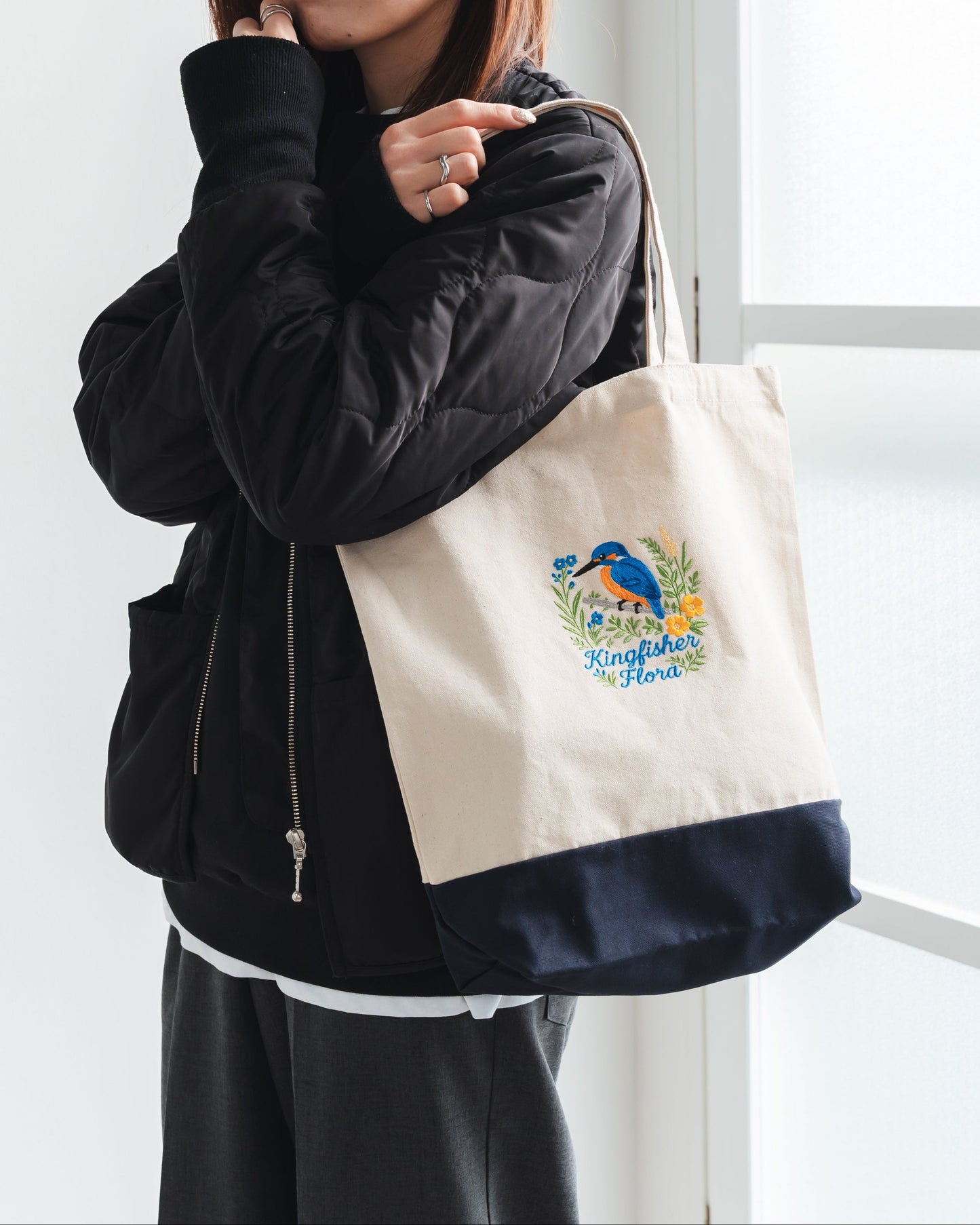 カワセミ刺繡トートバック