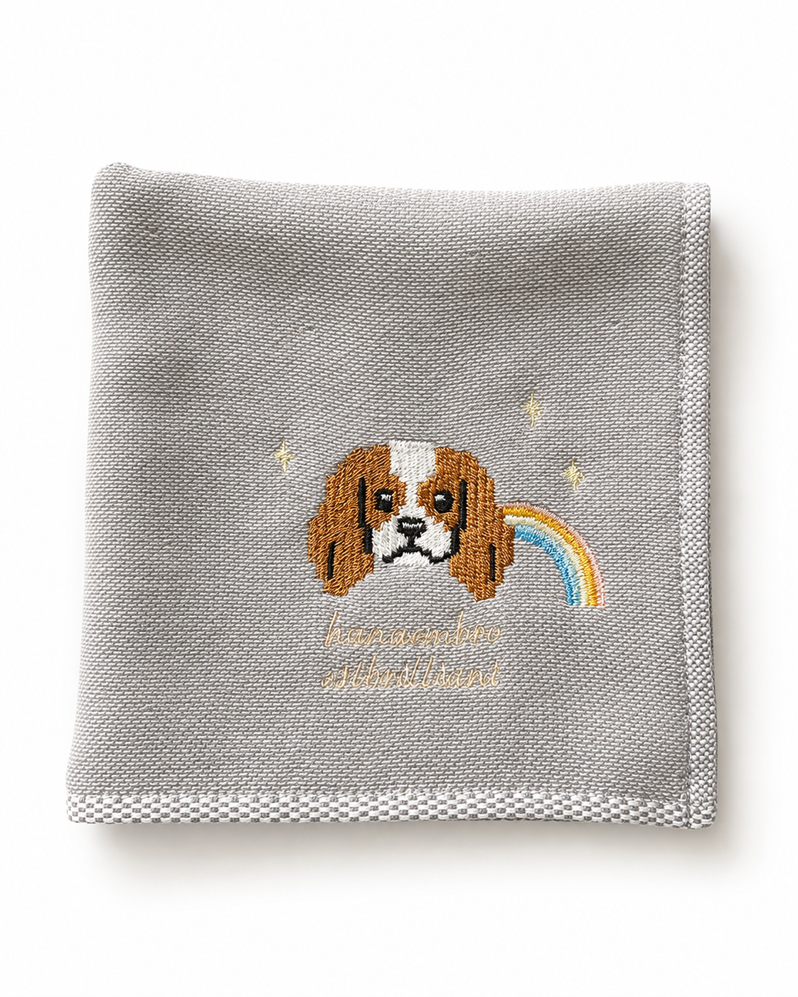 虹の刺繡ハンカチ｜トイプードル / マルチーズ / キャバリア