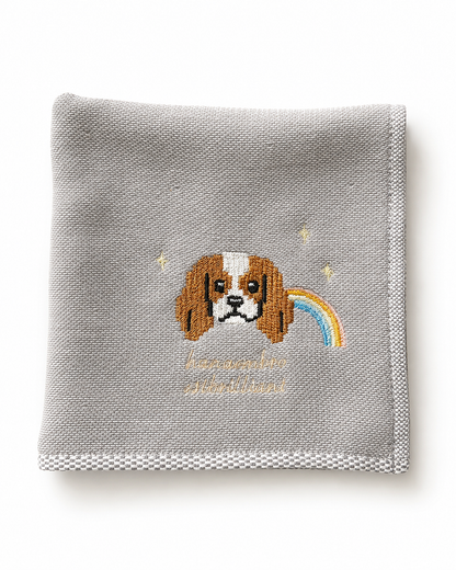 虹の刺繡ハンカチ｜トイプードル / マルチーズ / キャバリア