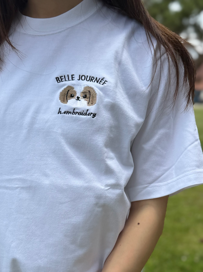 シーズーの刺繡Tシャツ