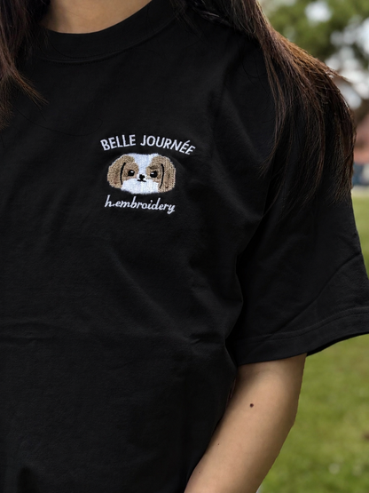 シーズーの刺繡Tシャツ