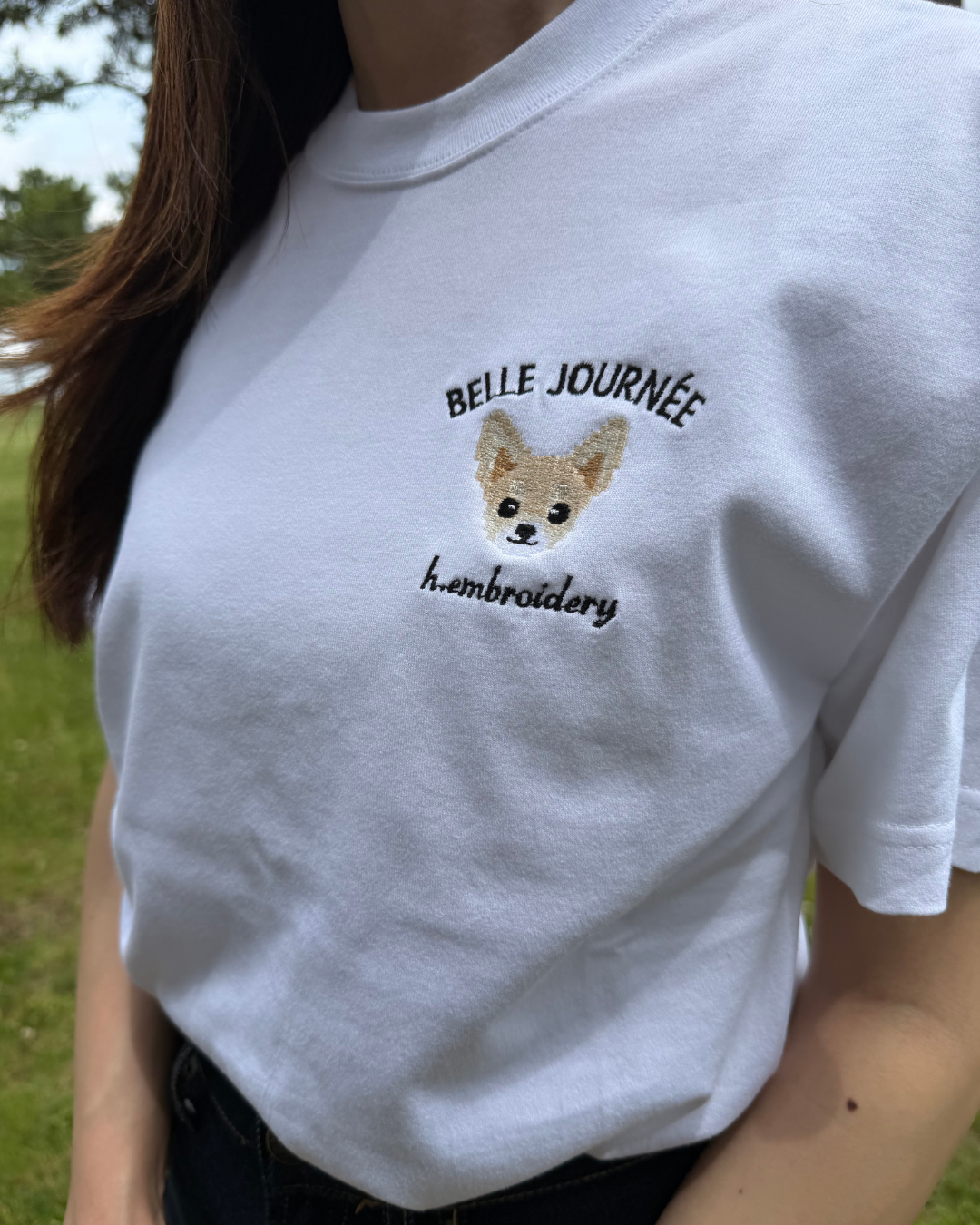 チワワの刺繡Tシャツ