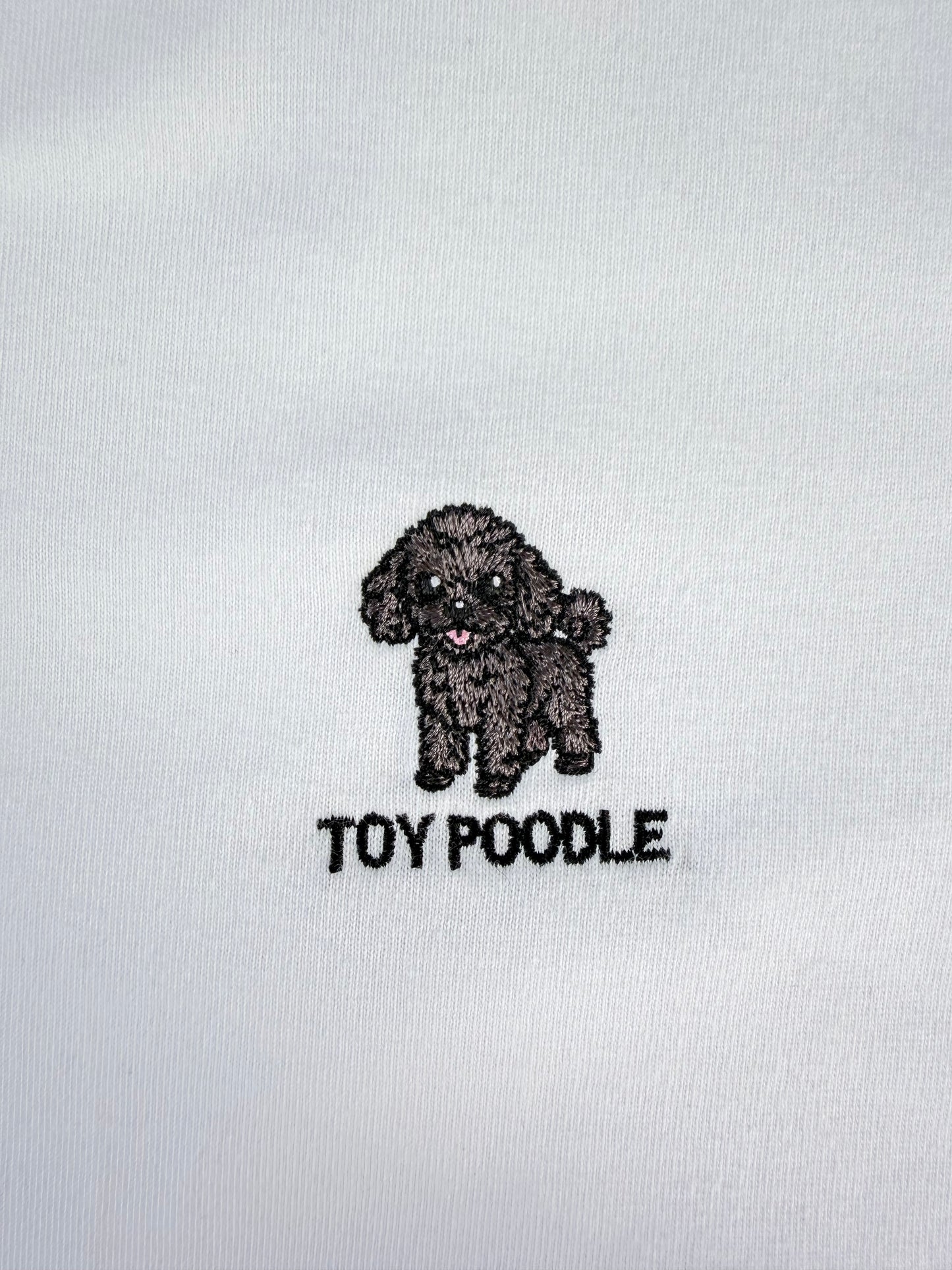 トイプードルのワンポイント刺繡ロングTシャツ (ブラック)