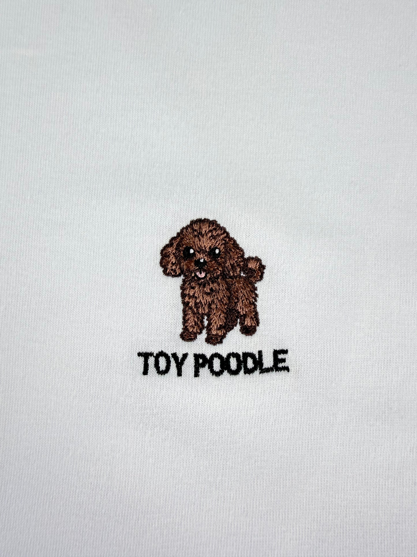 トイプードルのワンポイント刺繡ロングTシャツ (ブラウン)
