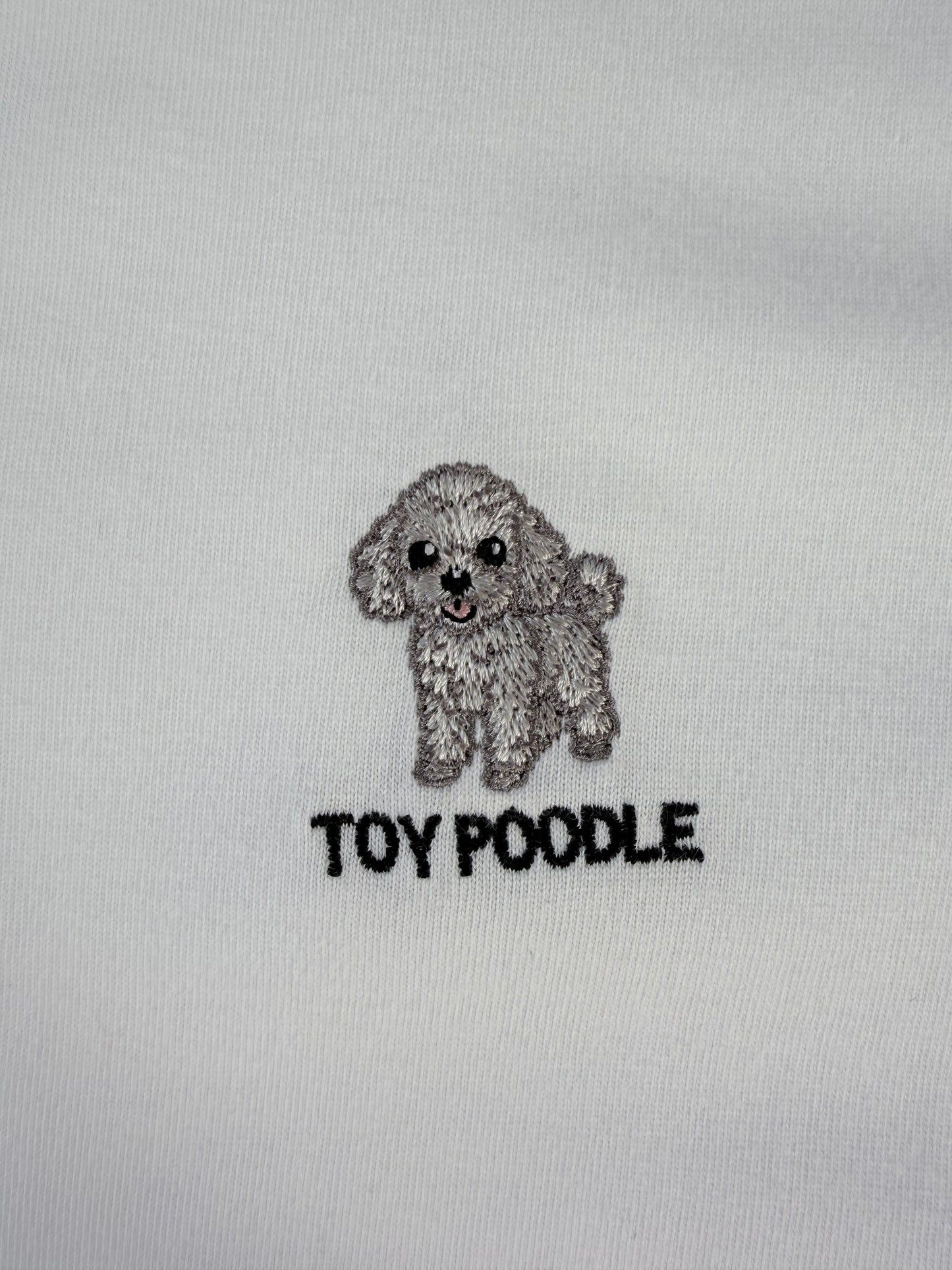 トイプードルのワンポイント刺繡ロングTシャツ(シルバー)