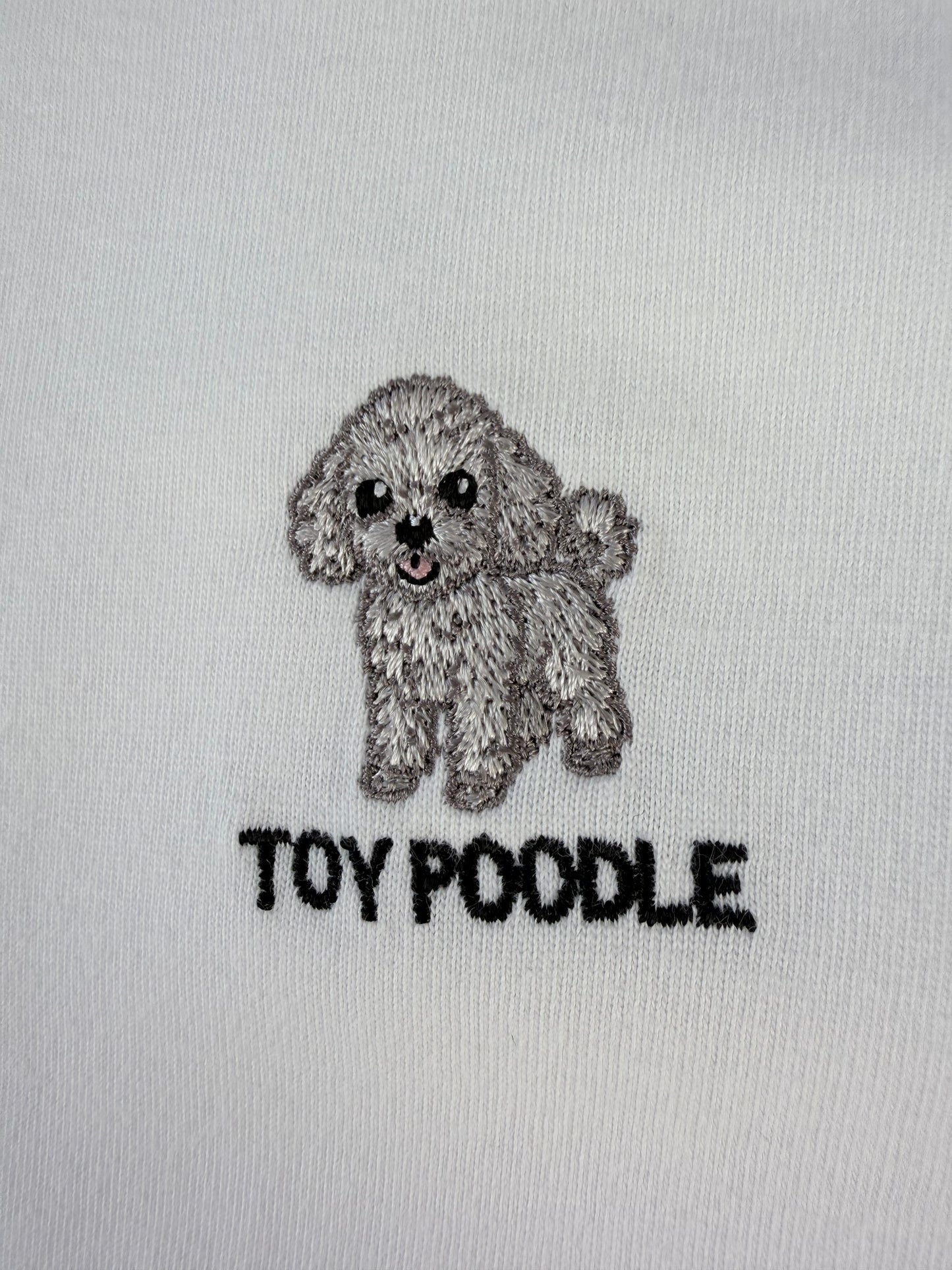 トイプードルのワンポイント刺繡ロングTシャツ(シルバー)