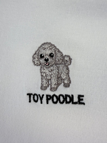 トイプードルのワンポイント刺繡ロングTシャツ(シルバー)