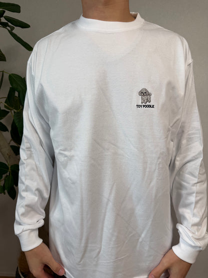 トイプードルのワンポイント刺繡ロングTシャツ(シルバー)