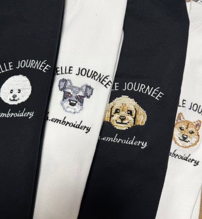 ビションフリーゼの刺繡Tシャツ