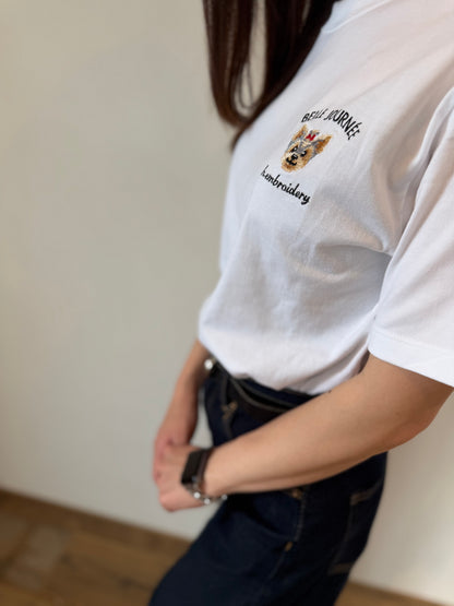 ヨークシャテリアの刺繡Tシャツ