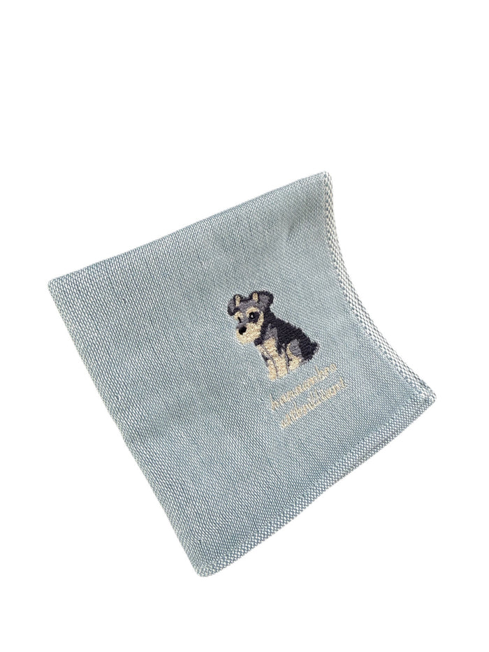 シュナウザー《おすわり》の刺繡ハンカチ